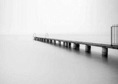 Nowhere White Modern Wood Framed Art Print with Double Matting by Design Fabrikken