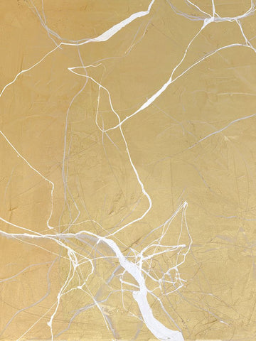 Gold Marble White Modern Wood Framed Art Print with Double Matting by Design Fabrikken