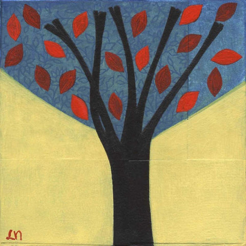 Tree-122 Black Modern Wood Framed Art Print with Double Matting by Nugent, Laura