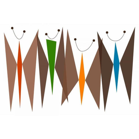 Butterflies - Browns Black Modern Wood Framed Art Print with Double Matting by Newton, Tonya