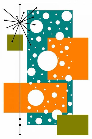 Lacuna - Aqua and Orange White Modern Wood Framed Art Print with Double Matting by Newton, Tonya