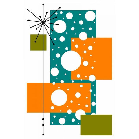 Lacuna - Aqua and Orange Black Modern Wood Framed Art Print by Newton, Tonya