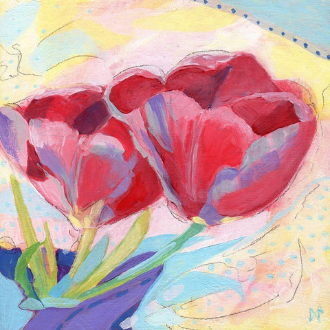 Tulips No. 2 Black Modern Wood Framed Art Print by Nemcosky, Ann Thompson