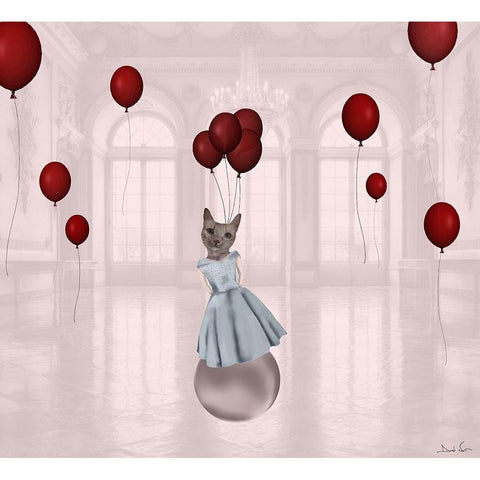 Ball with Balloons White Modern Wood Framed Art Print by Nocito, Daniela