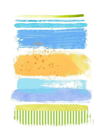 Beach Stripes No. 1 White Modern Wood Framed Art Print with Double Matting by Nicoll, Suzanne