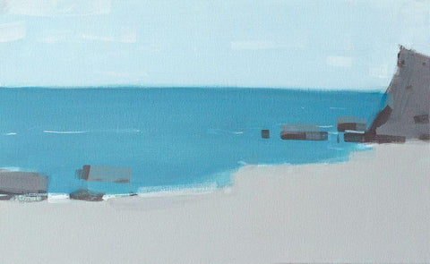 Black Sea Shore White Modern Wood Framed Art Print with Double Matting by Nekraha, Igor