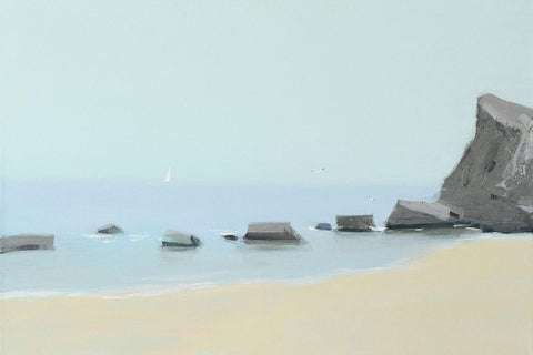 Morning On The Black Sea White Modern Wood Framed Art Print with Double Matting by Nekraha, Igor