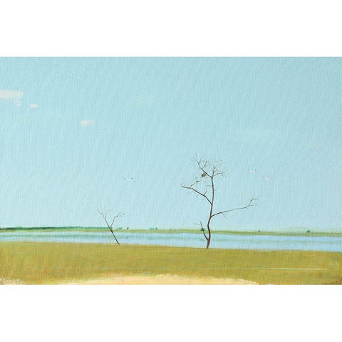 On The Lake, September Black Modern Wood Framed Art Print with Double Matting by Nekraha, Igor