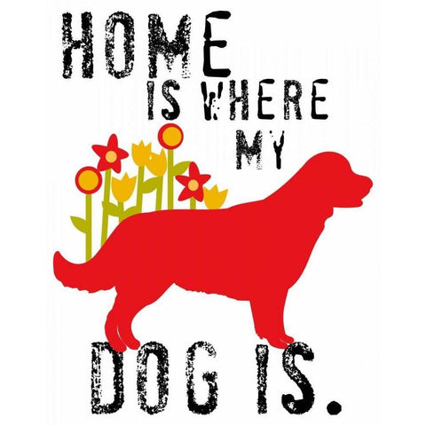 Home Is Where My Dog Is Gold Ornate Wood Framed Art Print with Double Matting by Oliphant, Ginger