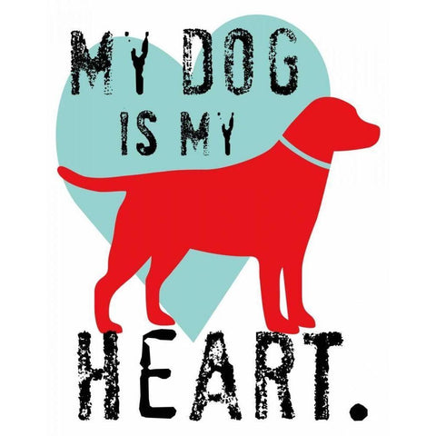 My Dog Is My Heart Black Modern Wood Framed Art Print by Oliphant, Ginger