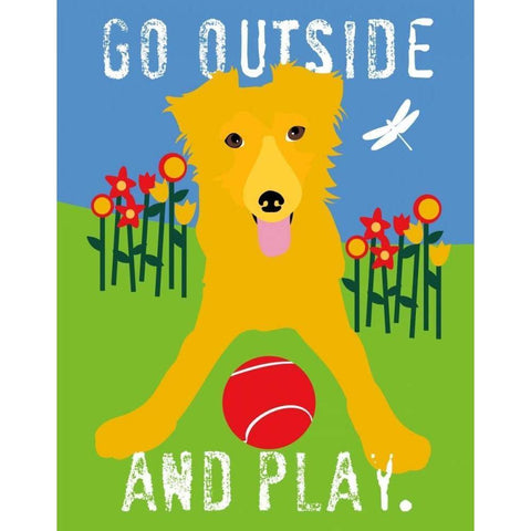 Go Outside and Play Black Modern Wood Framed Art Print by Oliphant, Ginger