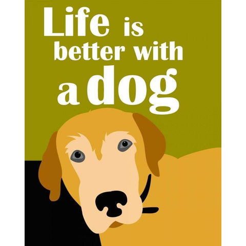 Life is Better with a Dog Black Modern Wood Framed Art Print with Double Matting by Oliphant, Ginger