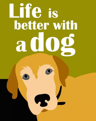Life is Better with a Dog White Modern Wood Framed Art Print with Double Matting by Oliphant, Ginger