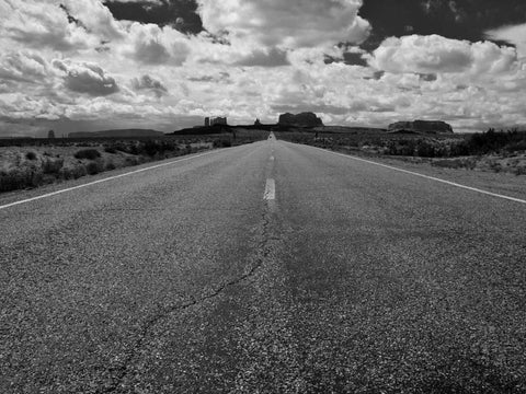 Monument Valley Road White Modern Wood Framed Art Print with Double Matting by Oldford, Tim