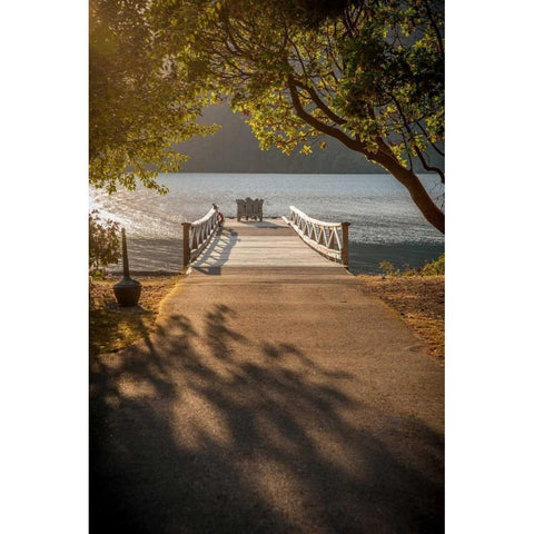 Crescent Lake Pier Gold Ornate Wood Framed Art Print with Double Matting by Oldford, Tim