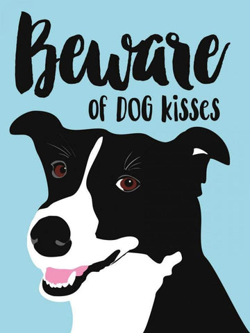 Beware of Dog Kisses Black Ornate Wood Framed Art Print with Double Matting by Oliphant, Ginger