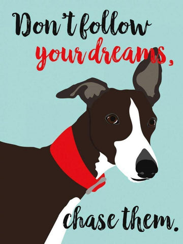 Dont Follow Your Dreams, Chase Them White Modern Wood Framed Art Print with Double Matting by Oliphant, Ginger