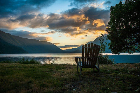 Crescent Lake Chair White Modern Wood Framed Art Print with Double Matting by Oldford, Tim