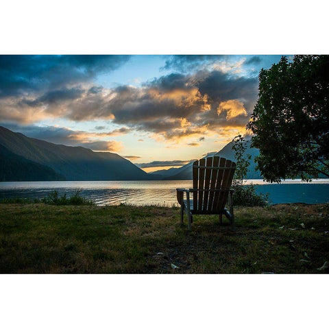 Crescent Lake Chair Black Modern Wood Framed Art Print with Double Matting by Oldford, Tim