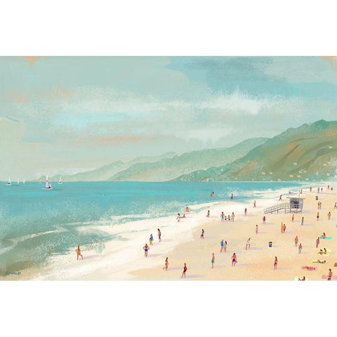 Santa Monica Beach Black Modern Wood Framed Art Print by Oswald, Pete