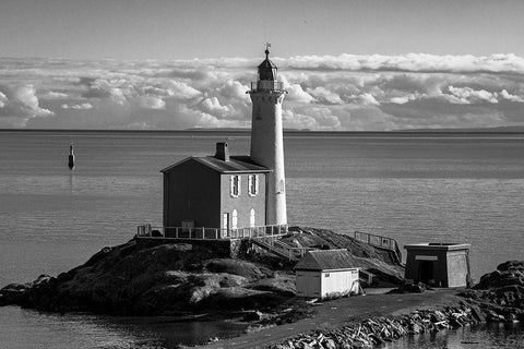 Fisgard Lighthouse White Modern Wood Framed Art Print with Double Matting by Oldford, Tim