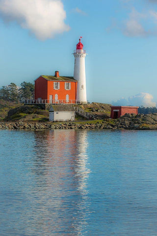 Lighthouse Reflection Black Ornate Wood Framed Art Print with Double Matting by Oldford, Tim