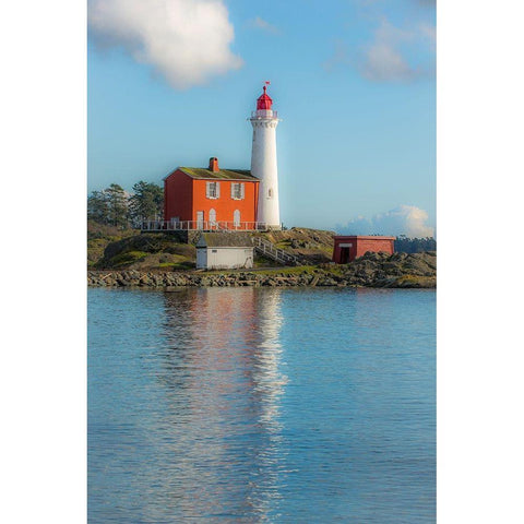 Lighthouse Reflection White Modern Wood Framed Art Print by Oldford, Tim