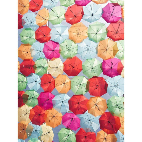 Portugal Umbrella 2 Black Modern Wood Framed Art Print with Double Matting by Okula, Carina