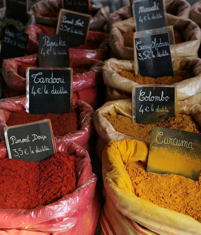 French Market No. 1 Black Ornate Wood Framed Art Print with Double Matting by Okula, Carina