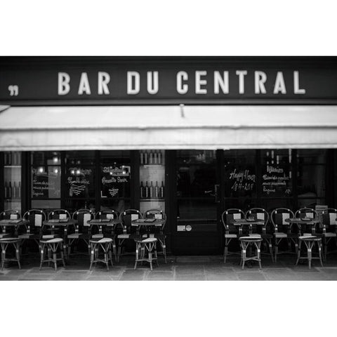 Bar du Central Paris Black Modern Wood Framed Art Print with Double Matting by Okula, Carina