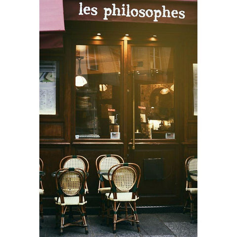 Les Philosophes Cafe Paris Gold Ornate Wood Framed Art Print with Double Matting by Okula, Carina