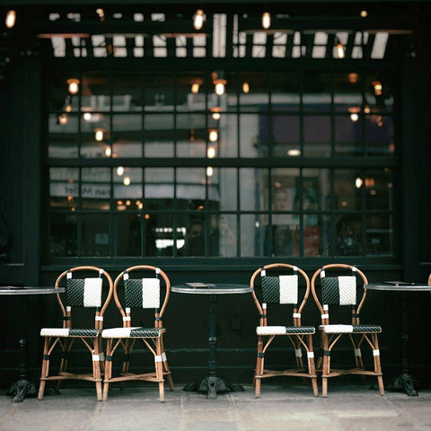 Paris Cafe No. 20 White Modern Wood Framed Art Print with Double Matting by Okula, Carina