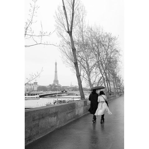 Paris In The Rain I Love White Modern Wood Framed Art Print by Okula, Carina