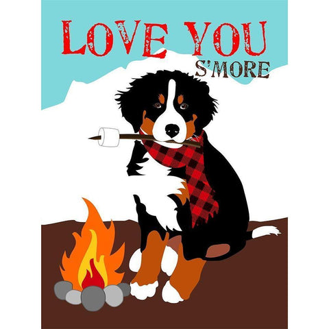 Bernese Mountain Dog - Love You SMore Black Modern Wood Framed Art Print with Double Matting by Oliphant, Ginger