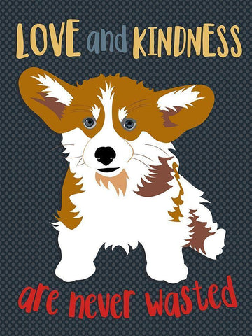 Corgi Love and Kindness Black Ornate Wood Framed Art Print with Double Matting by Oliphant, Ginger