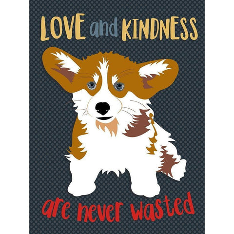 Corgi Love and Kindness Black Modern Wood Framed Art Print by Oliphant, Ginger