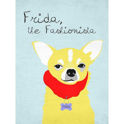 Frida the Fashionista Chihuahua White Modern Wood Framed Art Print by Oliphant, Ginger