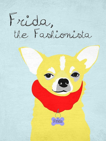 Frida the Fashionista Chihuahua White Modern Wood Framed Art Print with Double Matting by Oliphant, Ginger