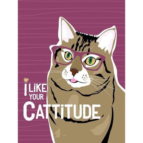 I Like Your Cattitude Gold Ornate Wood Framed Art Print with Double Matting by Oliphant, Ginger