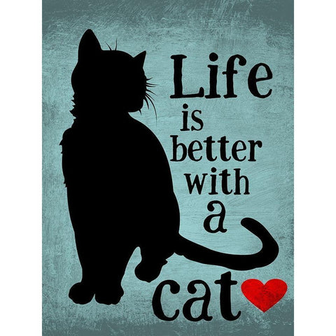 Life is Better with a Cat Black Modern Wood Framed Art Print by Oliphant, Ginger