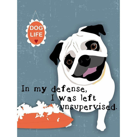 Pug Dog Life White Modern Wood Framed Art Print by Oliphant, Ginger