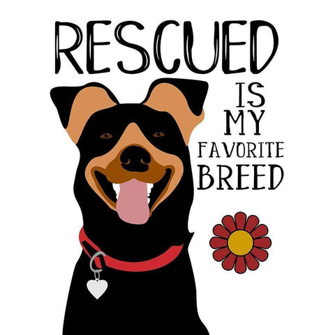 Rescued is my Favorite Breed Gold Ornate Wood Framed Art Print with Double Matting by Oliphant, Ginger