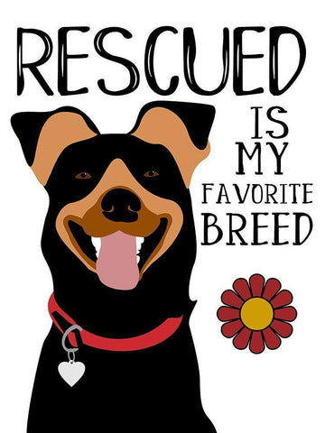 Rescued is my Favorite Breed Black Ornate Wood Framed Art Print with Double Matting by Oliphant, Ginger