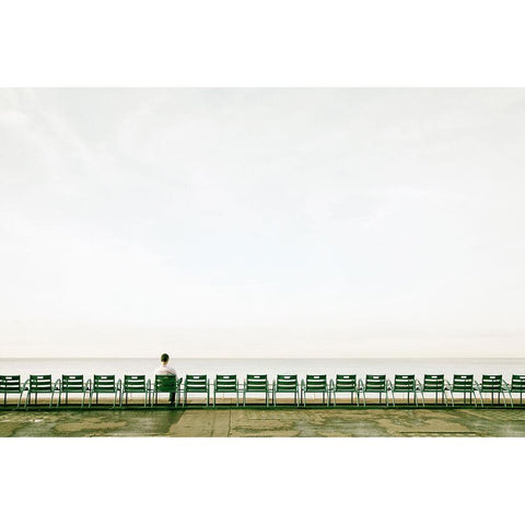 Beach Solitaire White Modern Wood Framed Art Print by Okula, Carina