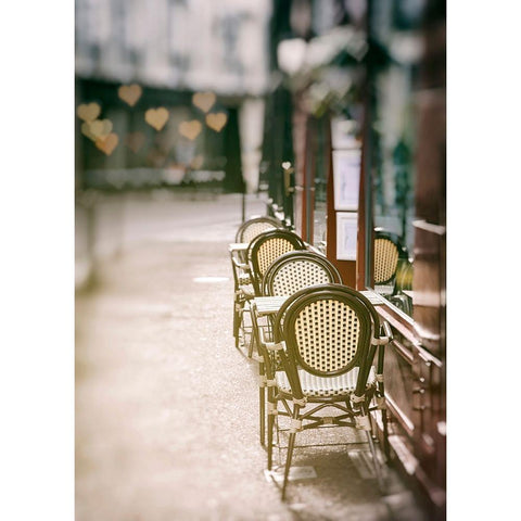 Cafe Chairs on Quiet Village Street Gold Ornate Wood Framed Art Print with Double Matting by Okula, Carina