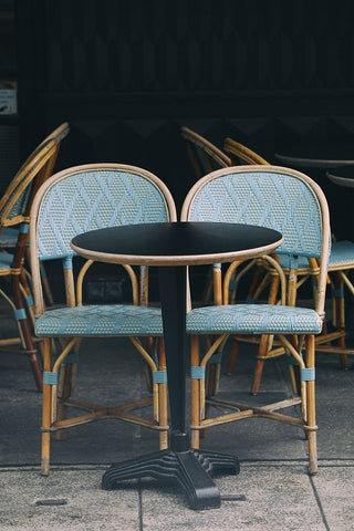 Perfect Paris People Watching Cafe White Modern Wood Framed Art Print with Double Matting by Okula, Carina