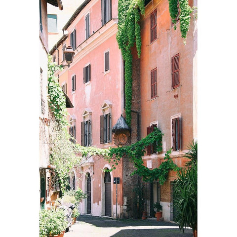 Pink Buildings in Rome Gold Ornate Wood Framed Art Print with Double Matting by Okula, Carina