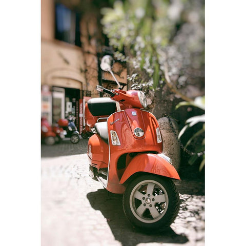 When in Rome Ride A Vespa Black Modern Wood Framed Art Print by Okula, Carina