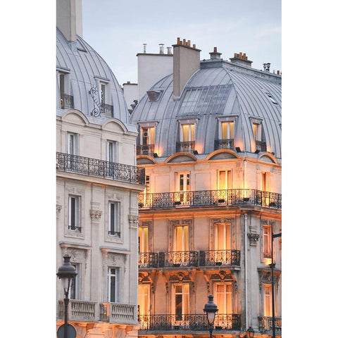 Golden Glow in The City of Light Black Modern Wood Framed Art Print with Double Matting by Okula, Carina