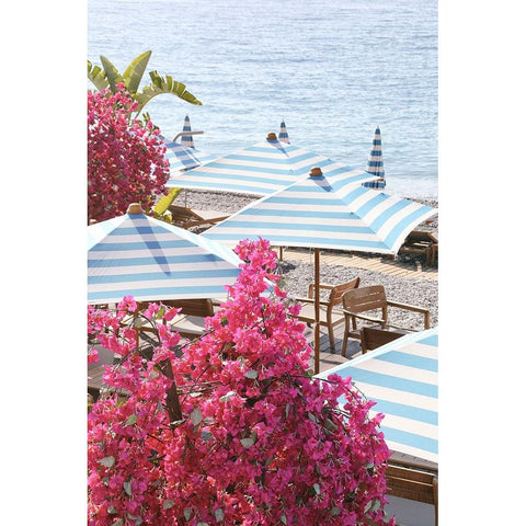 Pink White and Blue on The Riviera Gold Ornate Wood Framed Art Print with Double Matting by Okula, Carina